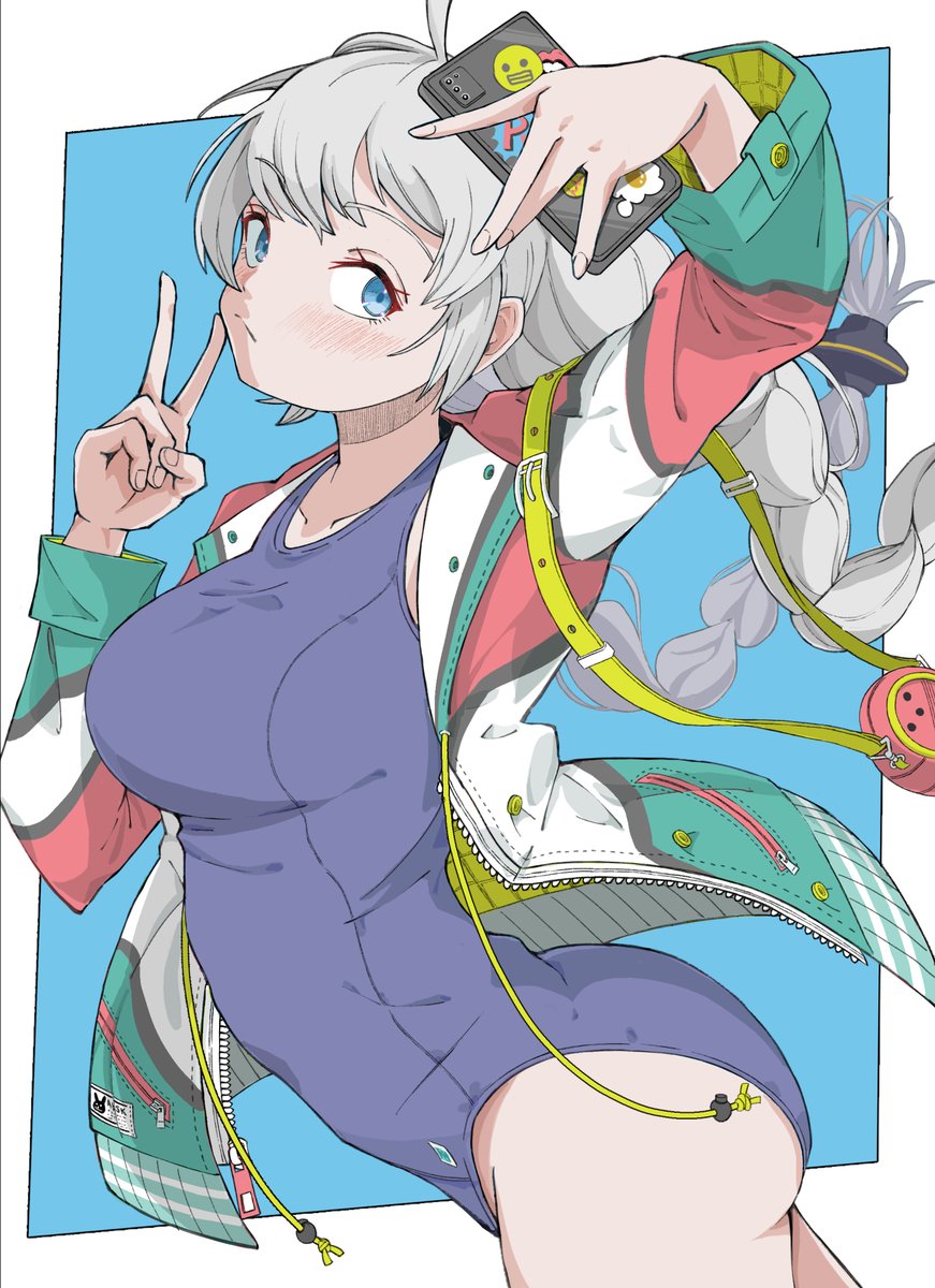 WAMs0TQQltURWot's tweet photo. スク水の上に、デカくてゴツくて色合いがカジュアルなジャケットを着せたかったっていう絵です😃

#紲星あかり https://t.co/iHHgWIAhV2
