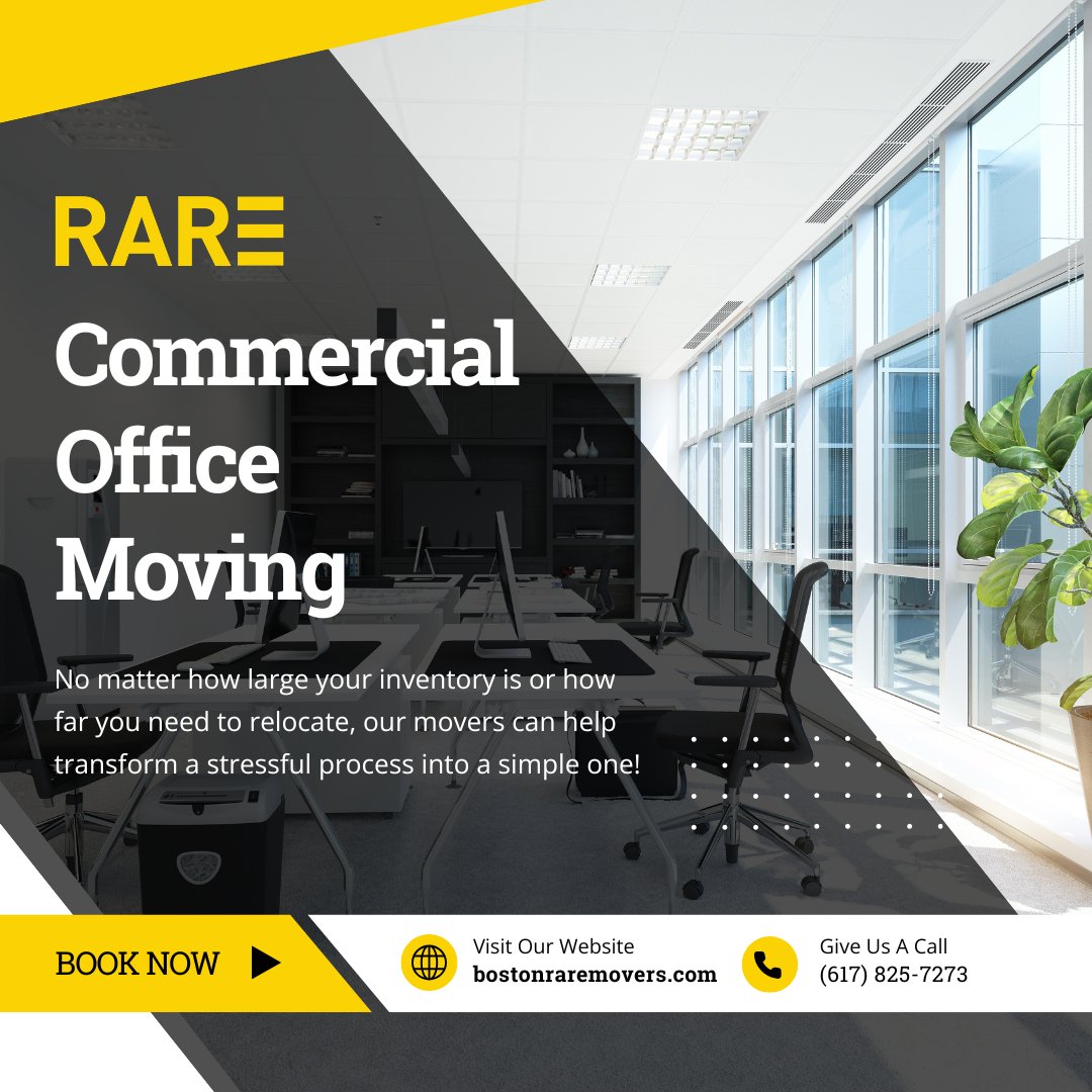 BostonRAREMover's tweet photo. We'll help you minimize downtime and maximize productivity with our commercial office moving work. Contact us today to make your commercial move a breeze! https://t.co/kdPZDV4yuR

#officemoving #commercialmoving #RAREMovers https://t.co/GR7rnQ9GLR