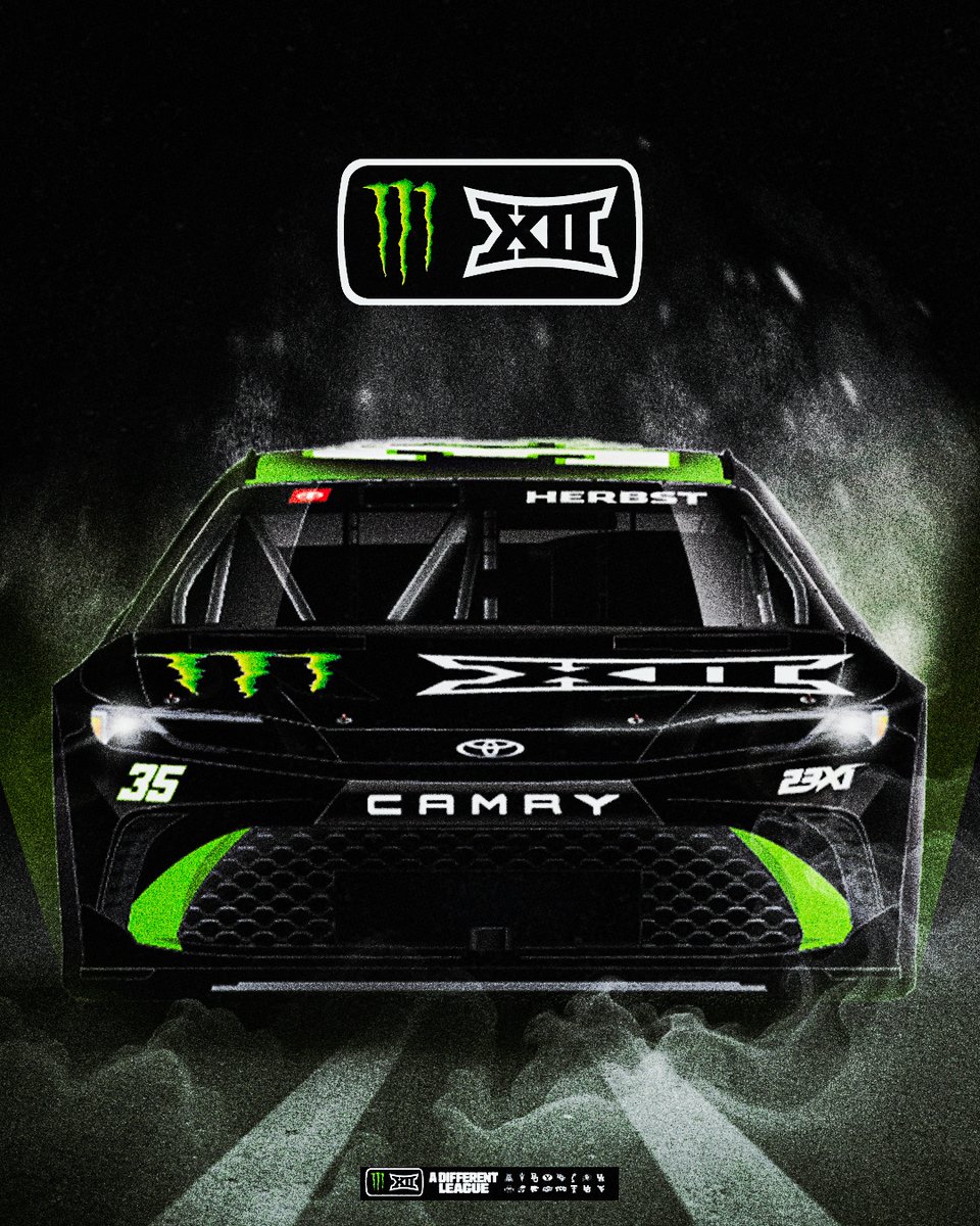 Big12Conference's tweet photo. The Big 12 goes racing Sunday with the Michael Jordan 35 car in Iowa for the next stop on the NASCAR Cup Series 🏁

🤝@23XIRacing https://t.co/UBw1QMsPFi