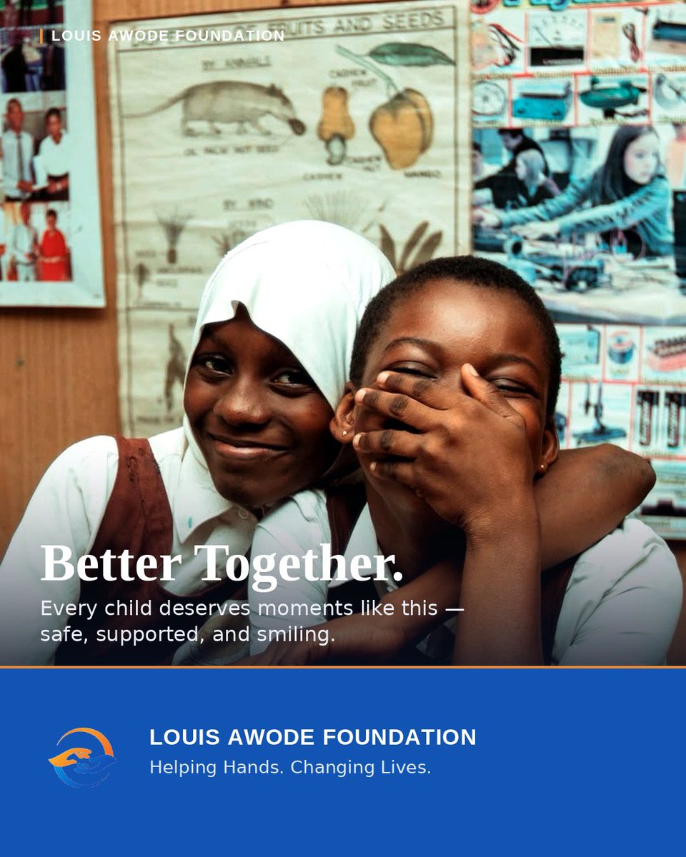 LouisAwodeNGO's tweet photo. Better together. 💙🌹

Every child deserves moments like this — safe, supported, and free to be silly with a friend. Behind every laugh in this classroom is a foundation of care that starts with the basics: safety, support, and belonging. https://t.co/QhfT7zzkl3