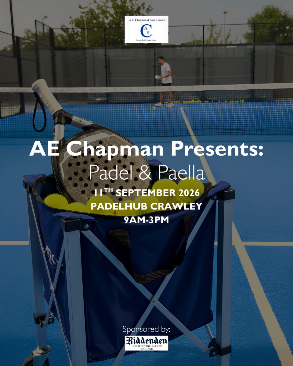 drinks_trust's tweet photo. Join us for AE Chapman's Padel &amp; Paella, a fun-filled day of sport, great food and fantastic company, all while supporting The Drinks Trust.

📅 11 September 2026
📍 Padelhub Crawley
🕘 9:00am – 3:00pm
🎟️ £30 per ticket
 
Visit the link below to sign up:
https://t.co/Vu7gbWeNHr https://t.co/HhvGq5ep3u