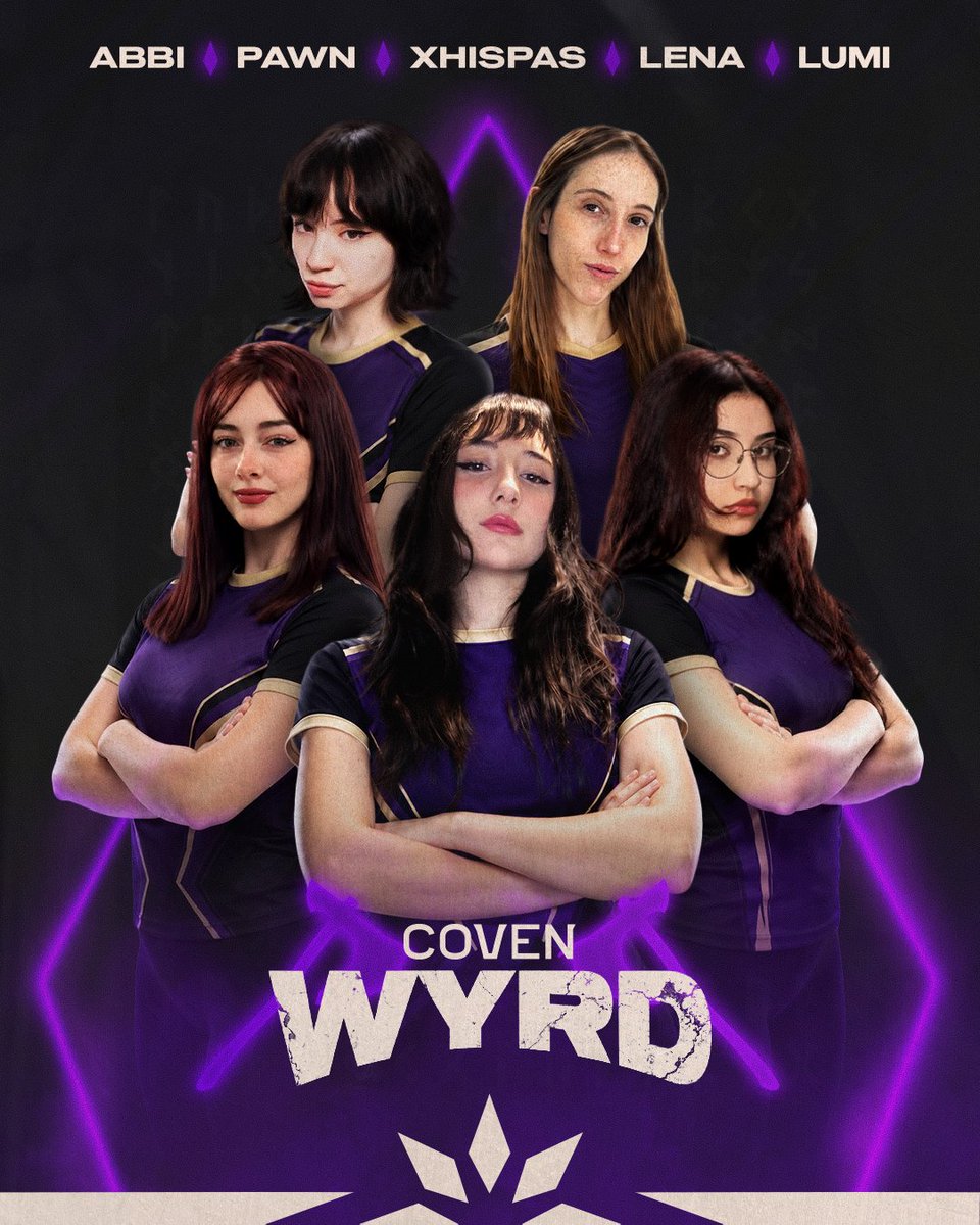 coven_community's tweet photo. Tenemos el orgullo de presentar oficialmente a COVEN WYRD, roster que va a defender nuestros colores 🪓💜

Equipo formado con el objetivo de crecer, competir y dejar su marca en la escena competitiva.

@pawnhr @aaabbrilll @plulumita @xhispass @notcolotv
Coach: @FroxxenM_VAL https://t.co/R99vqRqlNI