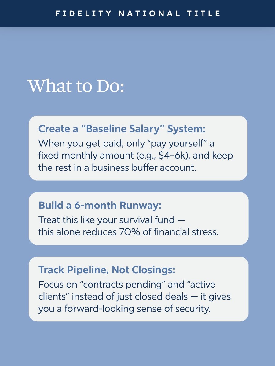 FNTWisconsin's tweet photo. STRESSORS OF A REAL ESTATE AGENT 💼

💰 Feast or Famine Cycle: 
One month: ✔️ Multiple closings. 
Next month: ❌ Silence.

What you don’t see: 
→ Discipline to save during highs 
→ Mindset to stay steady during lows

It's about consistency! https://t.co/uw9T1T3kS4