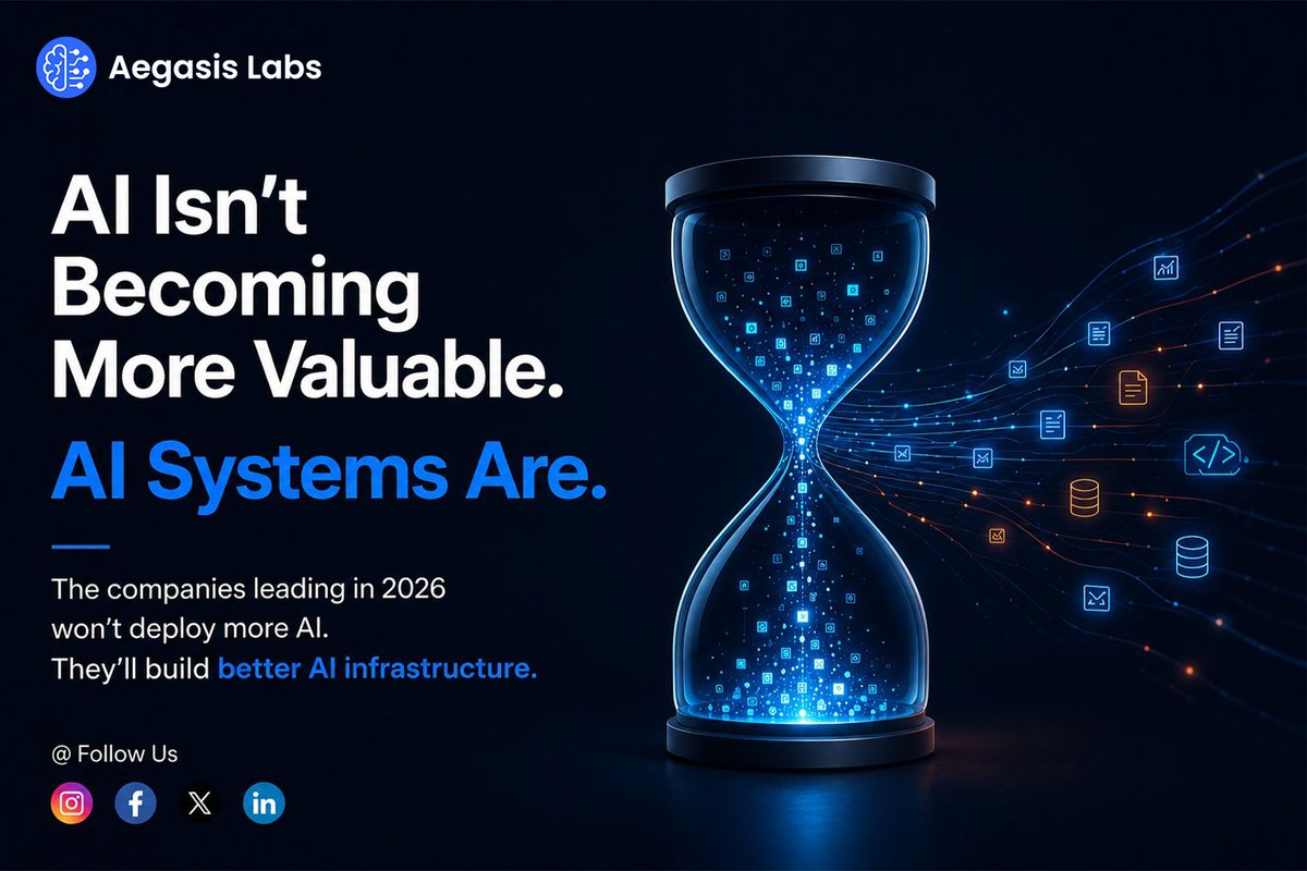 aegasislabs's tweet photo. AI isn't becoming more valuable—AI systems are.

As models become more accessible, the real advantage shifts to production-ready AI systems. Organizations building scalable AI infrastructure today will lead the next wave of enterprise AI.

Built for the future by @AegasisLabs https://t.co/ligpEjOmYh