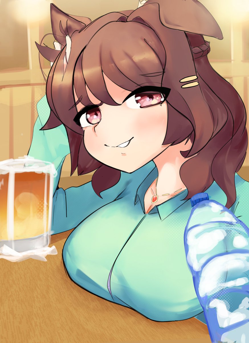drawnbobo's tweet photo. drinks with light hello 
#umamusume https://t.co/dDLL07QyVl