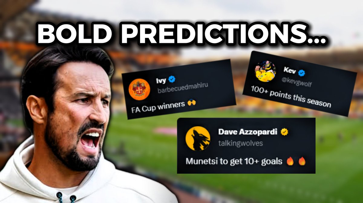 matchdayben's tweet photo. I asked Wolves fans for their boldest predictions... 🐺

🤯 Some are brilliant...
😳 Some are absolutely outrageous...

Watch here ⬇️ #wwfc
https://t.co/2AZH4pUoLm https://t.co/rrK8XpllPd