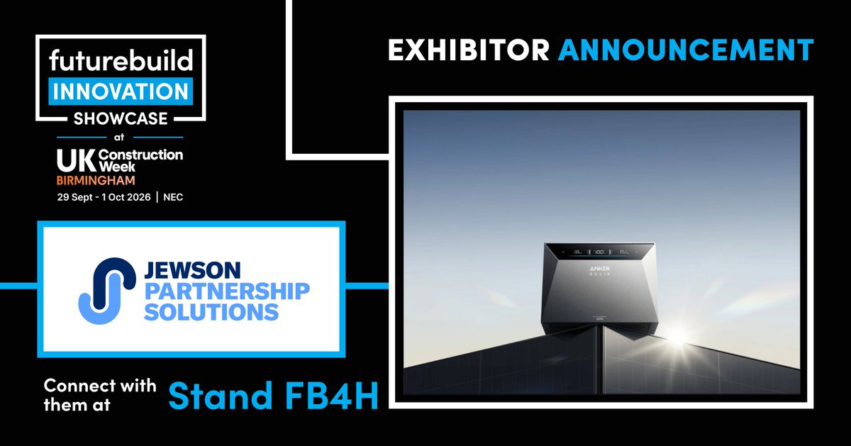 FuturebuildNow's tweet photo. We’re delighted that Jewson Partnership Solutions will be showcasing the intelligent home energy storage system, Anker SOLIX at the #Futurebuild Innovation Showcase in Birmingham in September.

Want to showcase your own innovation?

Enquire today: https://t.co/ilOy8i4DYj https://t.co/15uQuo175m