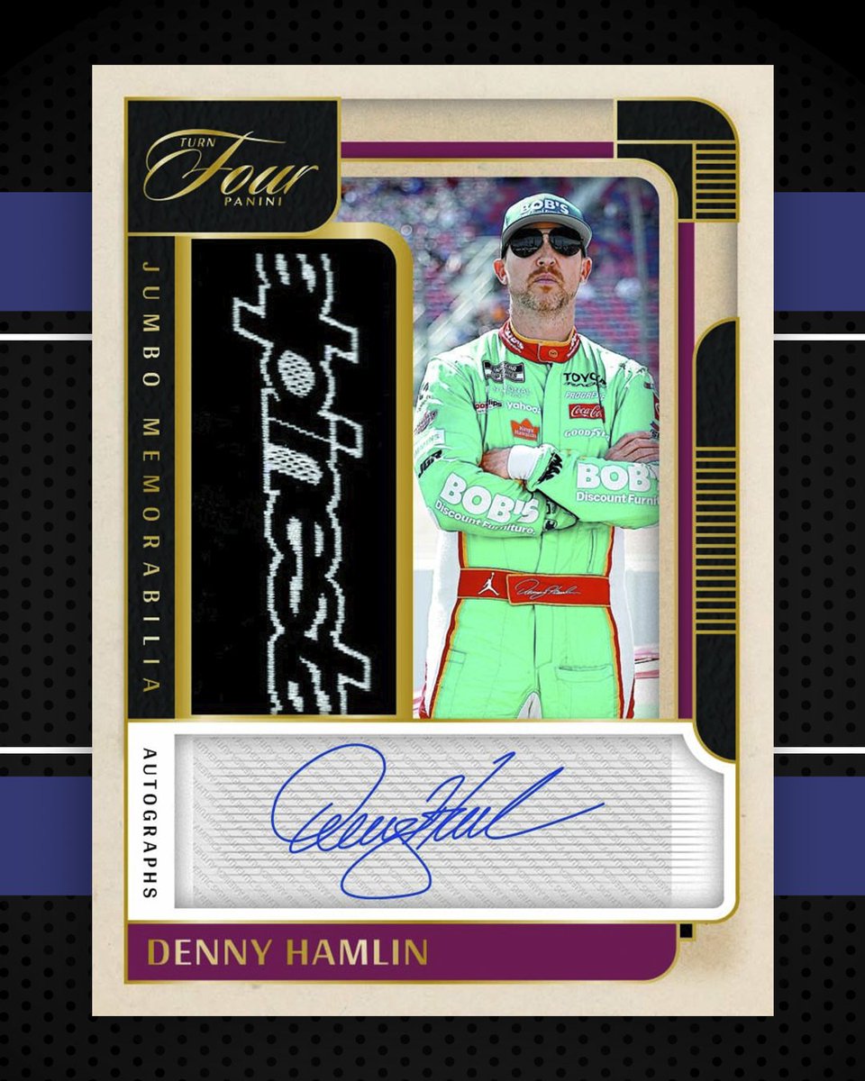 PaniniAmerica's tweet photo. 2026 Panini Turn Four Racing is here! Shop First off the Line now here: https://t.co/EbWad9QtJ7

Look for numerous types of race-worn/used memorabilia like fire suits, sheet metal, gloves, shoes and more!

Winning Moments and Timeless Moments Autographs showcase photographs from iconic moments in each driver’s career and chase the ultra-rare Ka-Vroom! and Ka-Vroom! Gold parallel inserts!

#WhoDoYouCollect