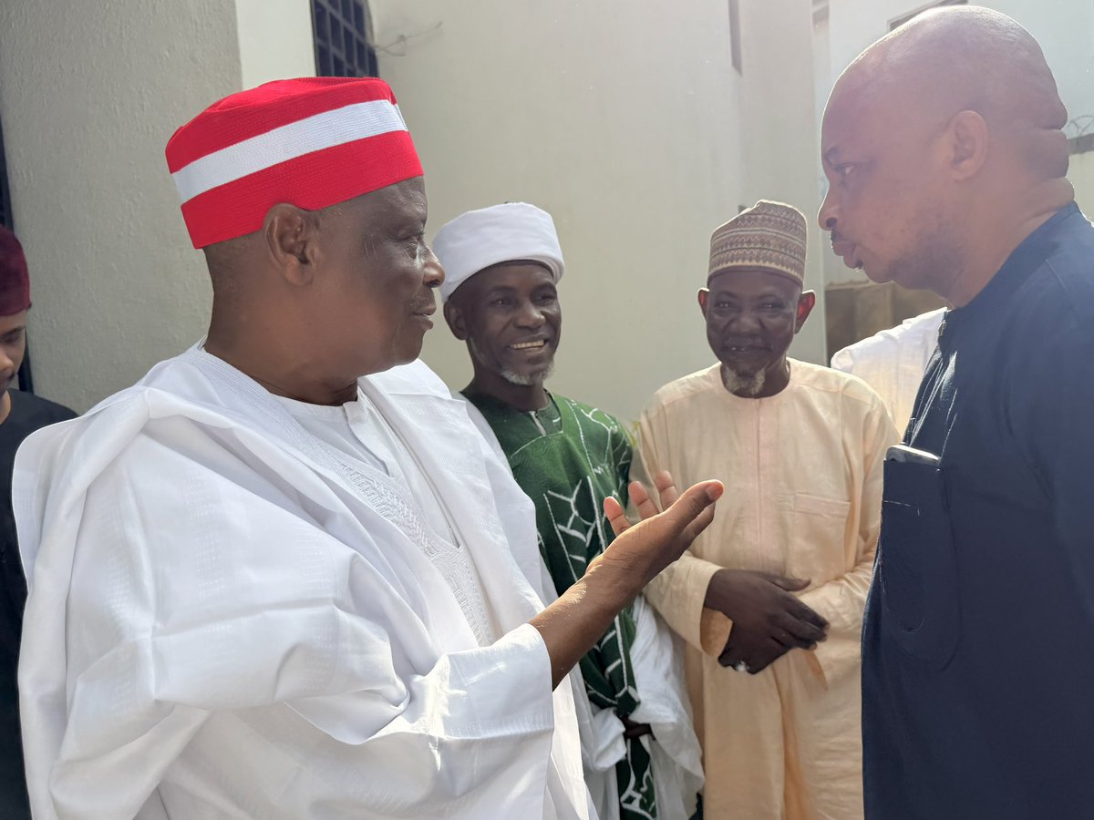 SaifullahiHon's tweet photo. His Excellency, Sen @KwankwasoRM, PhD, FNSE, today, thursday (6 August 2026), attended the third-day Fidau prayer for the late Alhaji Alhaji Sardauna at his Area 11 residence in Abuja, where he joined family, friends, and associates in praying for the peaceful repose of the deceased’s soul and condoling with the bereaved family.