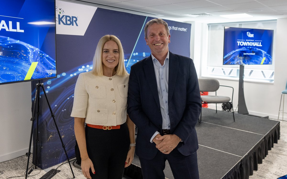 KBRincorporated's tweet photo. #KBR President and CEO Stuart Bradie, joined by Vice President of Investor Relations Rachael Goldwait, recently hosted a global town hall to provide employees with an update on the company's strong Q2 performance and outlook for the second half of FY2026.

During the event, employees heard more about the new @TrinzicGlobal name and brand, received updates on progress toward the planned spin-off, celebrated industry-leading safety achievements, and learned about major customer wins across the business.

Events like these help employees stay connected to what's happening across the business, get updates straight from leadership, ask questions, and strengthen the sense of community that makes KBR a great place to work.