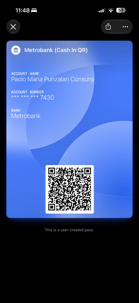 pcnsnji's tweet photo. If you’re an early adapter and you’re in iOS 27 Beta, and naexcite ka na gumagana na na ang Apple Pay sa Pilipinas, maximize your Wallet use by adding in frequent QR codes and barcodes you use, like QR mo to receive money from banks, QR mo to your website or digital business card https://t.co/E1BDeAQfpu