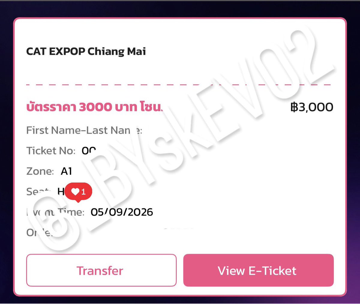 _BYskEV2's tweet photo. ปล่อยบัตรเชียงใหม่ 1 ใบ

โซน A1 แถว H ปล่อย 5000 เท่าราคาที่ได้มา

นัดรับเชียงใหม่ โอนบัตรออนไลน์ลดไก้นิดหน่อยได้คับบ เดมมาคุยกันก่อนได้คับบ

#CATEXPO2026 
#Catexpop 
#CATEXPOเชียงใหม่ https://t.co/iFc1V66gFU