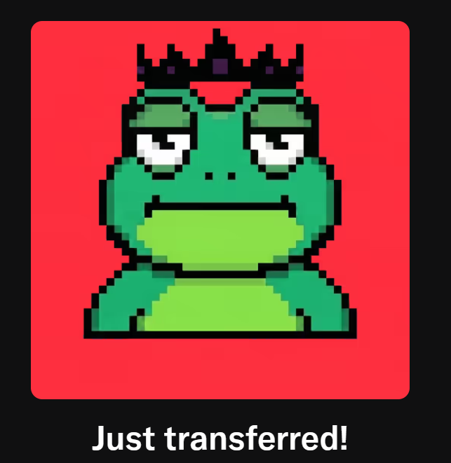 Frongznft's tweet photo. we just sent a rare nft to $frong deployer wallet which is @zacklabadie from uniswap team. LFG !

tx:https://t.co/HcSc43z4Gj https://t.co/YSvYGWHOAp