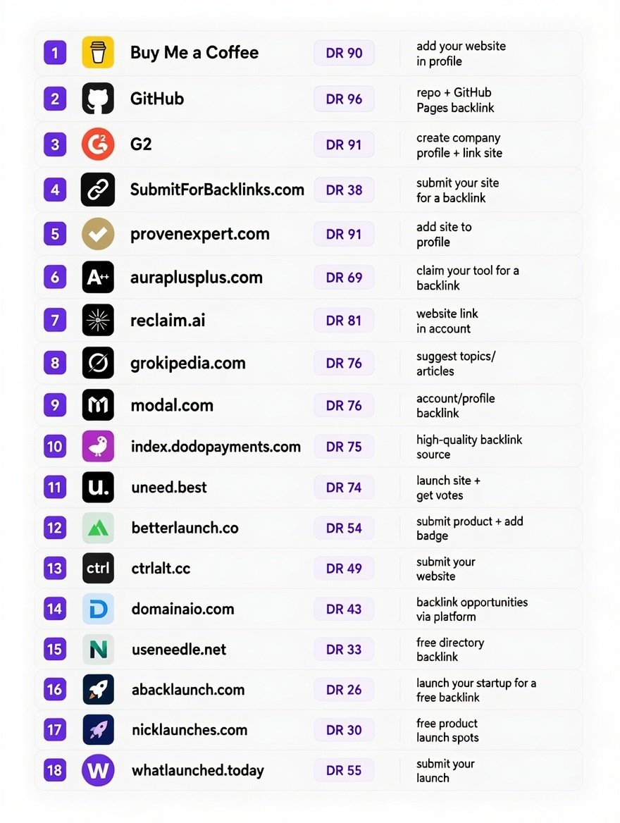 BrianMRey's tweet photo. you can hit DR25+ just by submitting to these sites https://t.co/Yr7YXmEUJw