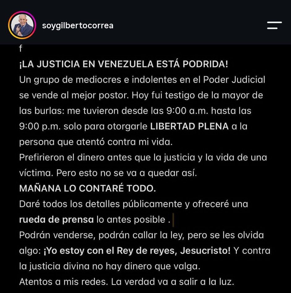 Ulul4r's tweet photo. El exanimador Gilberto Correa arremete contra la justicia venezolana tras conocer el veredicto de su caso.

La enfermera acusada de intentar envenenarlo obtuvo libertad plena, luego de un proceso que se prolongó durante cuatro años. https://t.co/pmIeHlxgbi