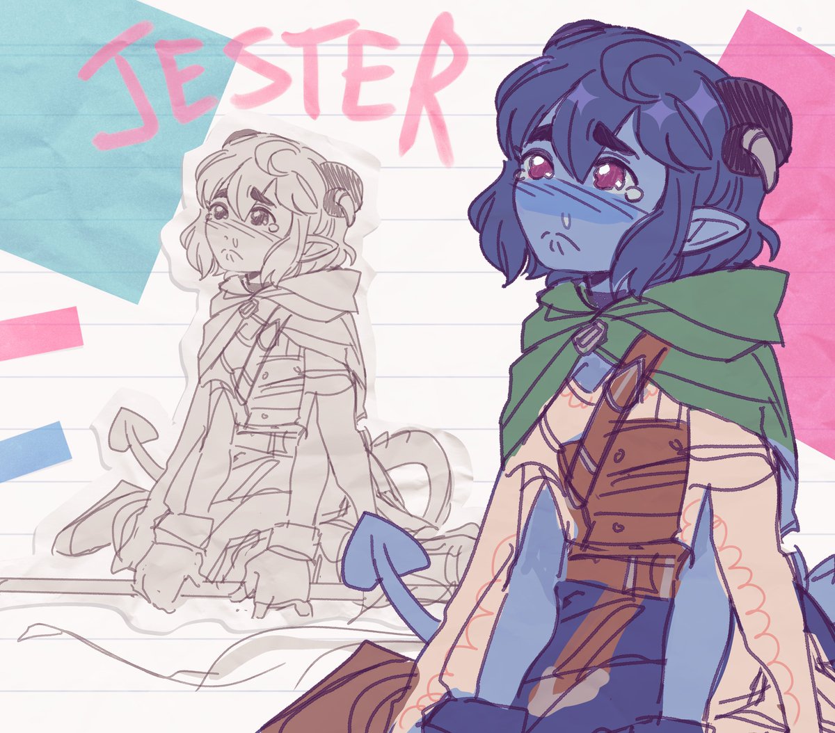 NEOBATSUIT's tweet photo. jester doodle to rid me of art block 

#themightynein #criticalrolefanart #tm9 https://t.co/MQKGPq2Ecg