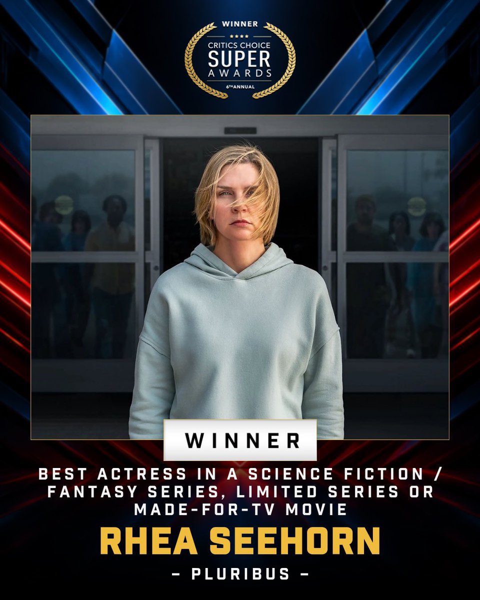 lionesspike's tweet photo. pluribus AND rhea seehorn winning at critics choice the world is healing https://t.co/sY7br4DKIE