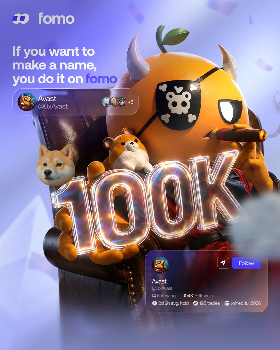 fomo's tweet photo. Congrats to @0xAvast from Troupe KZ on reaching over 100K followers on fomo!

If it didn't happen on fomo, it didn't really happen. https://t.co/z5rSctyts9