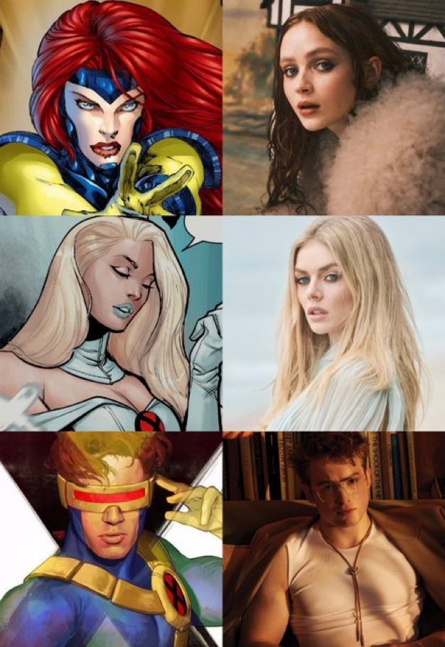 poponze's tweet photo. Confira o elenco do próximo filme dos X-MEN até agora.

• Sadie Sink como Jean Grey
• Samara Weaving como Emma Frost
• Kit Connor como Ciclope https://t.co/QkzgggykyE