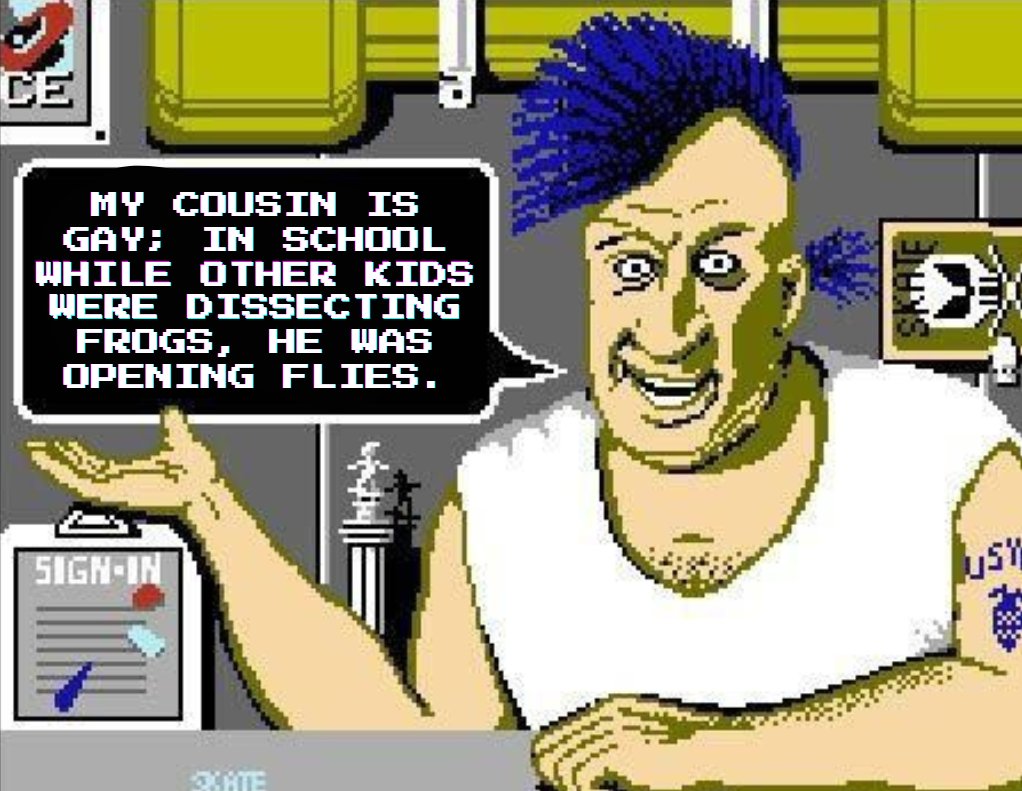 VeryEvilAsh's tweet photo. Day 64 where I take Rodney from Skate or Die on the NES but have him say Rodney Dangerfield jokes. https://t.co/Z3GLcBot5x
