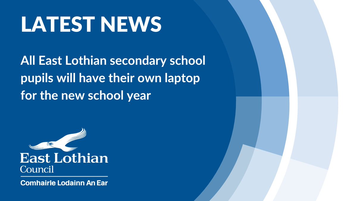 ELCouncil's tweet photo. All East Lothian secondary pupils will start the new school year with their own laptop following successful roll-out of the council’s 1:1 devices project - Learning, Connected. 
https://t.co/AgYWwviih1 https://t.co/9gm9mV0E1J