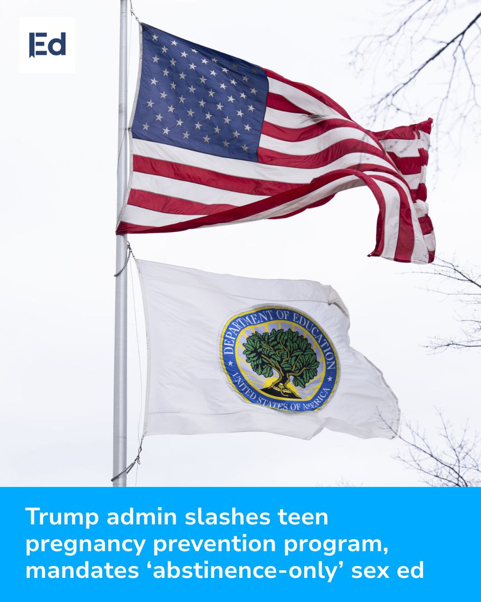 EdSource's tweet photo. Trump admin slashes teen pregnancy prevention program, mandates ‘abstinence-only’ sex ed 

LEARN MORE: https://t.co/bYzcCTDaXk https://t.co/QwMO0qgqMd