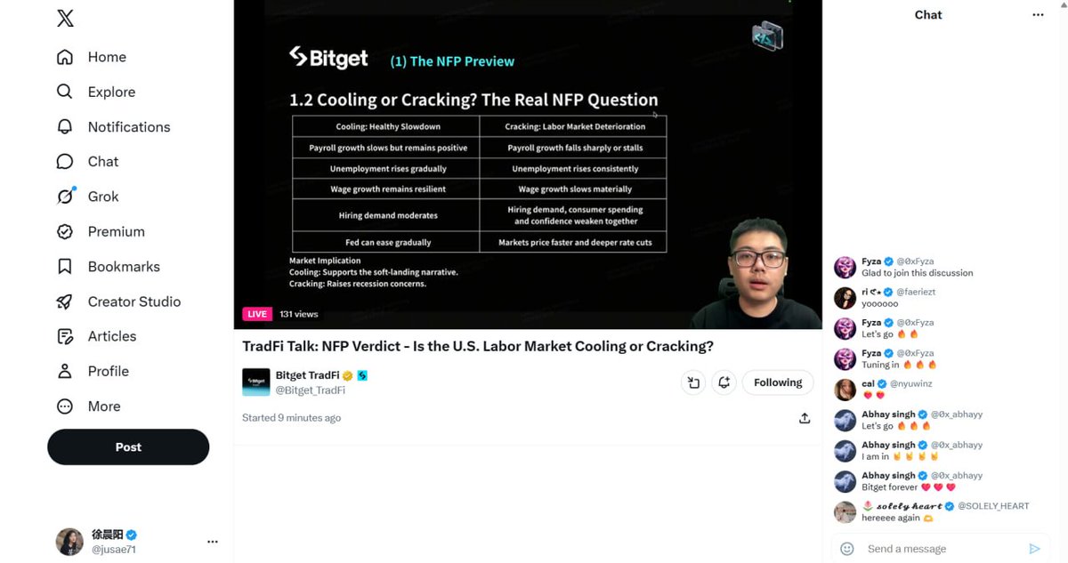 jusae71's tweet photo. @Bitget_TradFi Watching the live session now! Really interested in the macro outlook and how institutional flows may shape the next market cycle. Great topic! https://t.co/Brb8DM7ea8