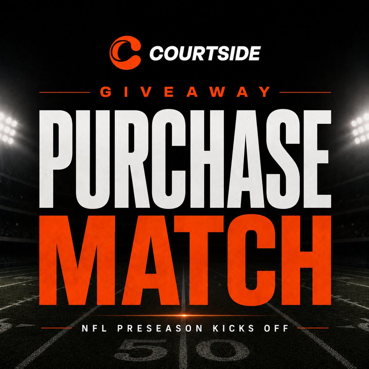 courtsideapp's tweet photo. 🏈 NFL PRESZN STARTS TONIGHT

so we're loading up five people with a 100% purchase match to start the season right. to enter:

📈 drop your Courtside username
🏈 show us your favorite slip today
🔁 repost + like so your timeline knows the drought is over

picking winners at kickoff 🏆