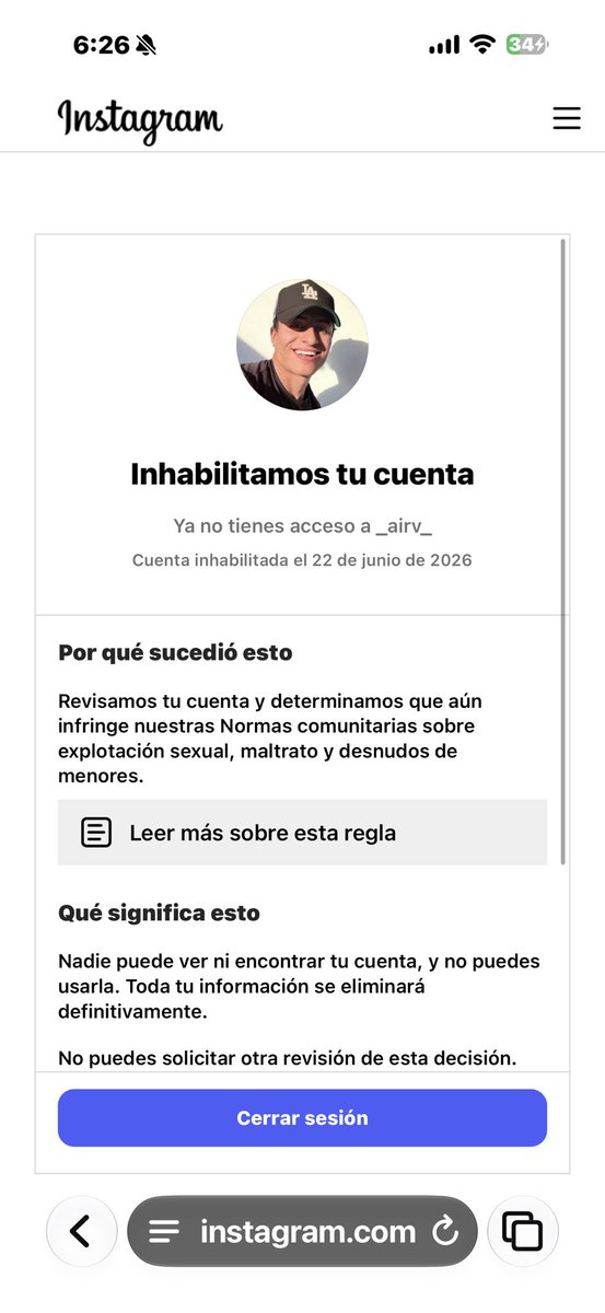 Alejandro_rv_'s tweet photo. @instagram Su IA borró mis cuentas sin haber incumplido las normas y por falla en la apelación https://t.co/lRTDIZj8V1