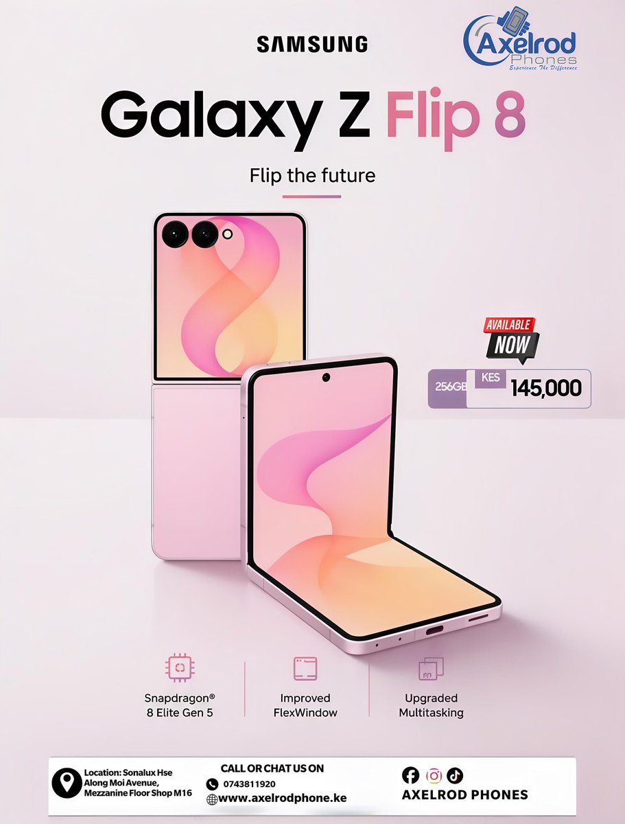 axelrodphones's tweet photo. Unfold or flip? ⚡️
The Samsung Galaxy Z Series 8 is here.
📱 Fold 8: Max screen, ultimate multitasking powerhouse.
📸 Flip 8: Pocket chic, FlexCam, hands-free flex.
Smarter, thinner, tougher.
Which team are you on? 👇
#GalaxyZFold8 #GalaxyZFlip8 #SamsungUnpacked #FoldableTech https://t.co/TBpbZftKG6