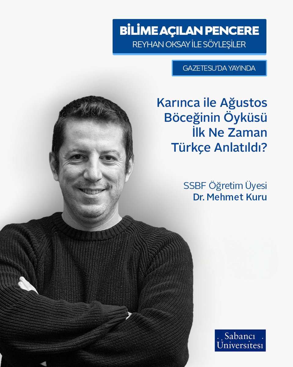 sabanciu's tweet photo. Karınca ile Ağustos Böceğinin Öyküsü İlk Ne Zaman Türkçe Anlatıldı?

Sabancı Üniversitesi Sanat ve Sosyal Bilimler Fakültesi Dr. Öğretim Üyesi Mehmet Kuru, bir tarihçi olarak Osmanlı siyasi tarihinden ziyade erken modern Osmanlı tarihi, Akdeniz liman kentleri tarihi, dijital beşerî bilimler ve kültürel çeviri alanlarındaki çalışmalarıyla  dikkat çekiyor. En çok ilgi gören projelerinden biri olan, "Ezop Alla Turca: Tanzimat Öncesi Döneme ait Ezop Tercümelerinin Kültürel Çeviri Bağlamında İncelenmesi" başlıklı çalışması TÜBİTAK 3501- Kariyer Geliştirme Projesi kapsamında destek  almaya hak kazandı.  

🔗:https://t.co/JBwa5apnBJ

&

When was the Story of the Ant and the Grasshopper First Told in Turkish?

Dr. Mehmet Kuru from Sabancı University's Faculty of Arts and Social Sciences is a historian who stands out for his work in early modern Ottoman history, the history of Mediterranean port cities, digital humanities, and cultural translation, rather than Ottoman political history. One of his most popular projects, "Aesop Alla Turca: An Examination of Aesop Translations from the Pre-Tanzimat Period in the Context of Cultural Translation," was awarded funding under the TÜBİTAK 3501- Career Development Project.

🔗:https://t.co/7yVBLck98n
