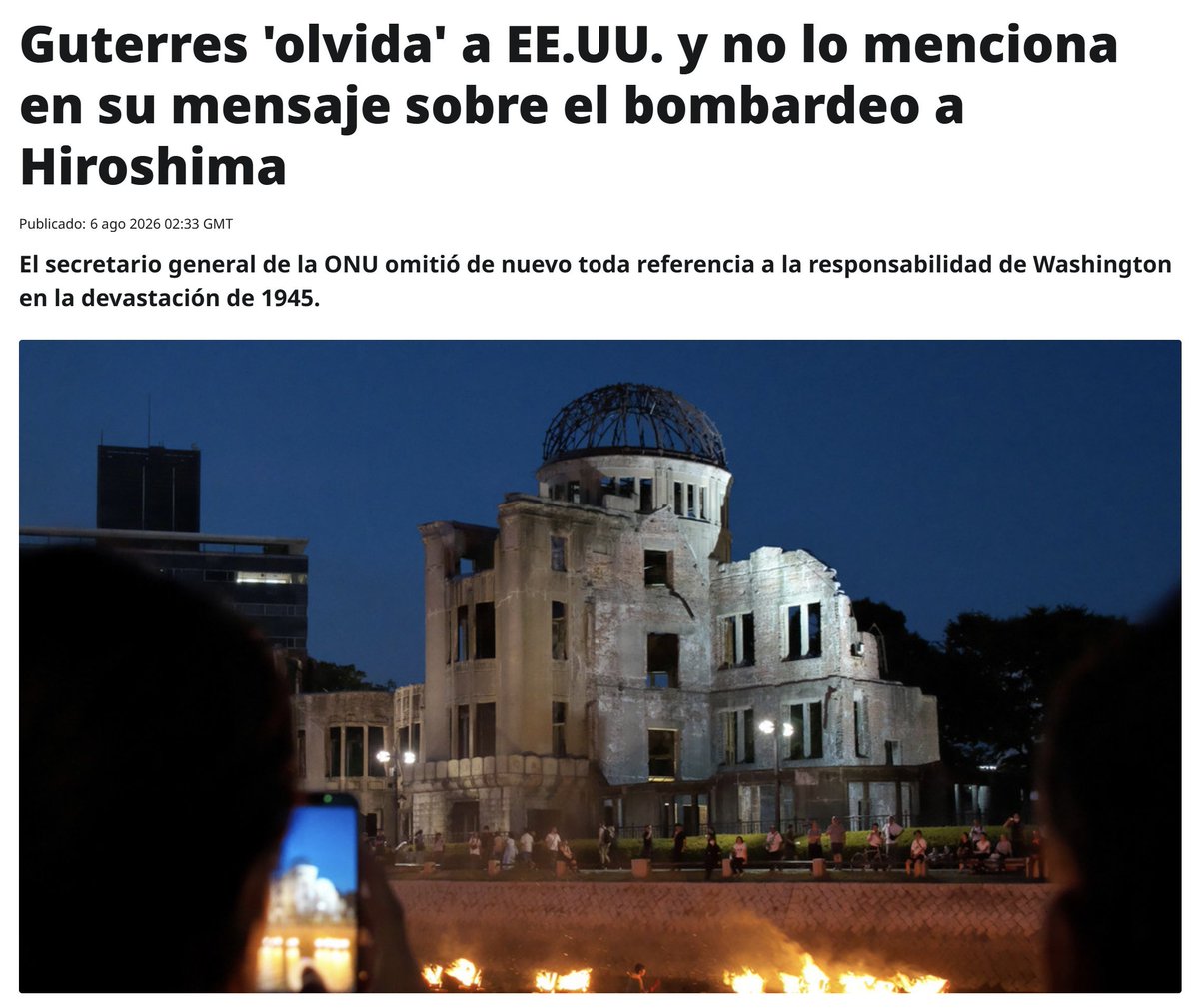 ahilesvainfo's tweet photo. Es increíble el duradero efecto de la radiación: 81 años después de Hiroshima, sigue provocando amnesia selectiva hasta en el secretario general de la ONU (?) https://t.co/QABLokSBVd