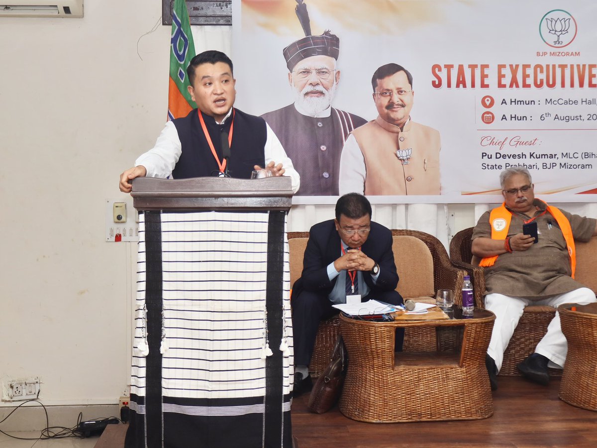delsonnotlia's tweet photo. BJP Mizoram Pradesh successfully conducted its first-ever State Executive Committee Meeting for the 2025–2028 term under the leadership of State President @DrBeichhua , MLA, in the presence of State Prabhari Shri @deveshkumarbjp Ji.

I express my heartfelt gratitude to all the district delegates and karyakartas who participated from across Mizoram. It was one of the most successful State Executive Meetings ever, with several important organisational and policy agendas presented and deliberated in detail. Every delegate was given an opportunity to share their views, suggestions, and ideas, making the discussions truly meaningful and democratic.

The meeting reaffirmed our collective commitment to strengthening the organisation, expanding the BJP’s footprint across Mizoram, and working tirelessly for the welfare and development of the people.

Kudos to Team BJP Mizoram! Together, we will continue to build a stronger, more vibrant, and prosperous Mizoram. #BJPMizoram #ViksitMizoram #TeamBJP

@NitinNabin @blsanthosh @sambitswaraj @DrBeichhua @hrahmo_k @BJP4Mizoram @BJP4India @deveshkumarbjp @RoyalRuati33848 @ThluakhoS @ImnaGunner @vabeihlathie @bjym_mizoram