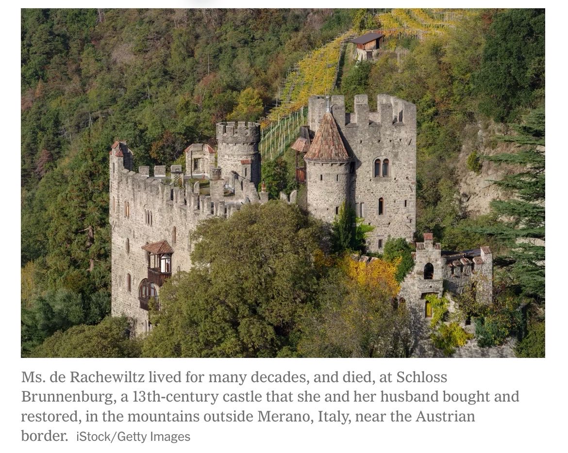 herandrews's tweet photo. Ezra Pound and his lover “placed their baby daughter with a poor farm couple in the Italian Tyrol, where she grew up learning to be a shepherdess and speaking the local German dialect… 

Mary married Boris de Rachewiltz, a Russian-Italian nobleman who later became an Egyptologist, in 1946, and the couple bought Brunnenburg, then a ruin, which they restored.”