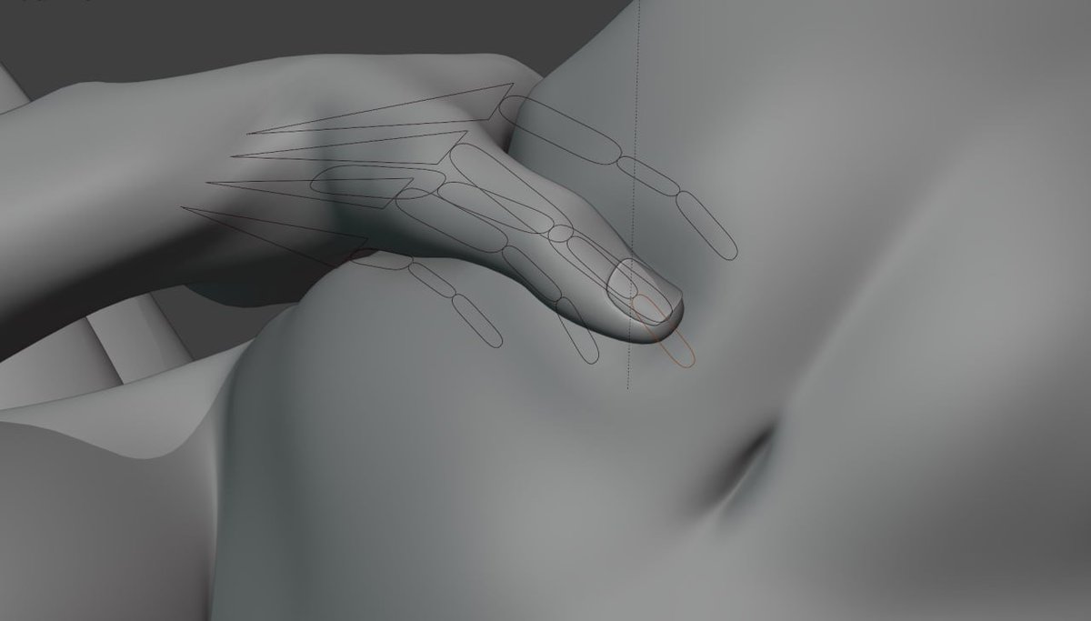 SonOvApollo's tweet photo. This is something I notice often in my studies. Sometimes it feels like the hands are hidden or obscured to avoid detailing them, like I hid the hands in my drawings as a child.

But if I draw attention to the hands, I have to draw attention to what they are doing, as well. The impact is as important as the posture.

I made this little modifier stack while doing a study of Rayner Hoff's Nymph and Faun. A subtle but impactful amount of squeeze. I find it's my most commonly used hand effect.