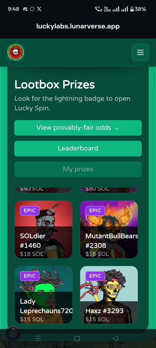 Lucky_Leps's tweet photo. Thanks to the everyone who are actively participting for the lootz.❤️❤️🥰🥰❤️❤️
 
We are 460/1200+ for the mini bounty - 9 more days remaining to achieve the 1200 spins goal and raffle up the CETs NFT.🚀🚀

As a celebration I have increased the odds for the epic tier only for today.💸
Rest every other tier are as usual same🍄

Bounty for the day 6:-
Buy 100 spin get 8 spins 1 wheel spot on lucky pot
Buy 200 spin get 16 spin and 2 wheel spot on lucky pot
Buy 300 spin get 34 spin and 4 wheel spot on lucky pot
Buy 400 spin get 70 spin and 5 wheel spot on lucky pot 

Every spot on luckypot is 0.05 sol added to a pot...wheel will be spun for the spot holder....winner takes all.
For getting those bounty spin join the discord.

Enjoy Spinning❤️❤️

Discord:-
https://t.co/kZmKUkSfBw
Lootz:-
https://t.co/aDkIQqMyYT