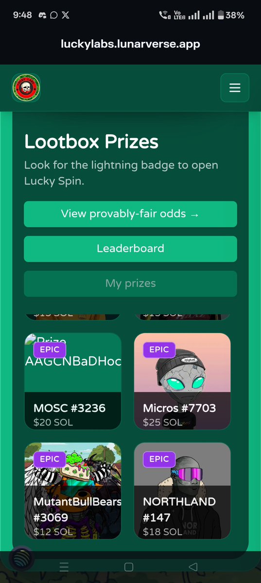Lucky_Leps's tweet photo. Thanks to the everyone who are actively participting for the lootz.❤️❤️🥰🥰❤️❤️
 
We are 460/1200+ for the mini bounty - 9 more days remaining to achieve the 1200 spins goal and raffle up the CETs NFT.🚀🚀

As a celebration I have increased the odds for the epic tier only for today.💸
Rest every other tier are as usual same🍄

Bounty for the day 6:-
Buy 100 spin get 8 spins 1 wheel spot on lucky pot
Buy 200 spin get 16 spin and 2 wheel spot on lucky pot
Buy 300 spin get 34 spin and 4 wheel spot on lucky pot
Buy 400 spin get 70 spin and 5 wheel spot on lucky pot 

Every spot on luckypot is 0.05 sol added to a pot...wheel will be spun for the spot holder....winner takes all.
For getting those bounty spin join the discord.

Enjoy Spinning❤️❤️

Discord:-
https://t.co/kZmKUkSfBw
Lootz:-
https://t.co/aDkIQqMyYT