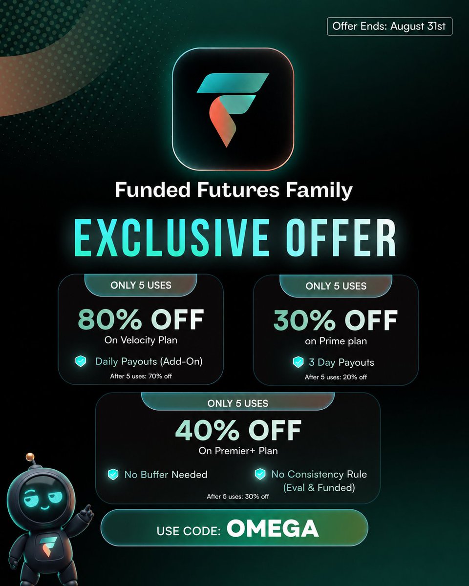 omegafutures's tweet photo. Comment 💚 to enter!

Only the first 300 comments qualify.

🎁 3 × $50K PremierPlus Accounts 

Use code: "OMEGA" ⚡ Up to 80% OFF 🎉 2 FREE accounts on your first payout

Winners selected in 12 hours via @grok https://t.co/4YKMNN4aPG