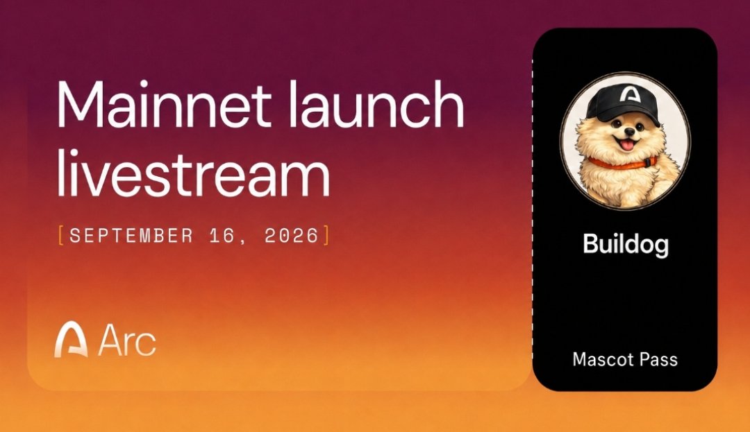 Buildog9's tweet photo. Arc mainnet launches on September 16, and $BUILDOG will be there.

You’ll be there too, right, @samconnerone ? 😏🐾 https://t.co/Na5cfGKXgr