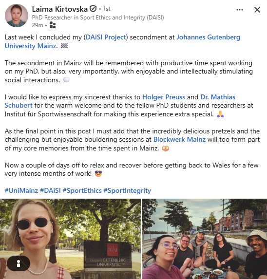 DaisiProject's tweet photo. Insightful reflections from Laima's #DAiSI secondment at Johannes Gutenberg University in Mainz! 🤩✨

#MSCA https://t.co/euqYkj71C9