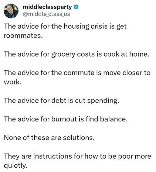 JamesTate121's tweet photo. Also, they don't consider that lots of people already do these things are still struggling. https://t.co/T1JoJrgFue