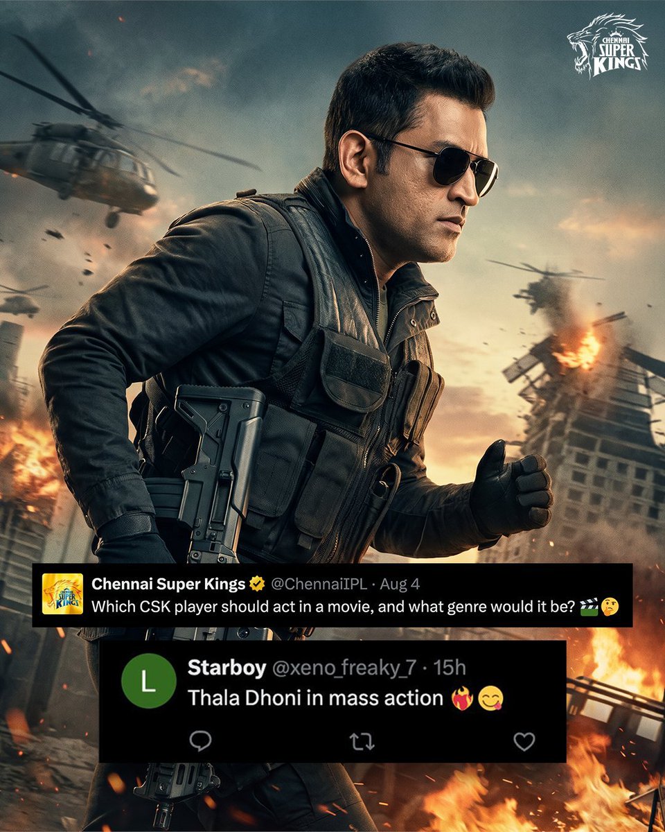 CricCrazyJohns's tweet photo. CSK SPECIAL POSTER FOR MS DHONI - The Mass Action hero 💛 https://t.co/lMC5RFLvuf
