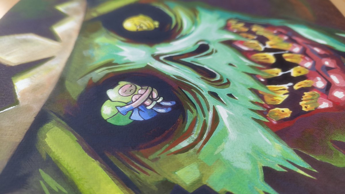 Ricardo69108172's tweet photo. I’ve been practicing with watercolors and gouache, and I experimented by making this "Adventure Time" fan art. Lately, I’ve been painting a lot of green things.
#adventuretime #thelich #watercolor #gouache #adventuretimefanart https://t.co/94C7oVFrZt