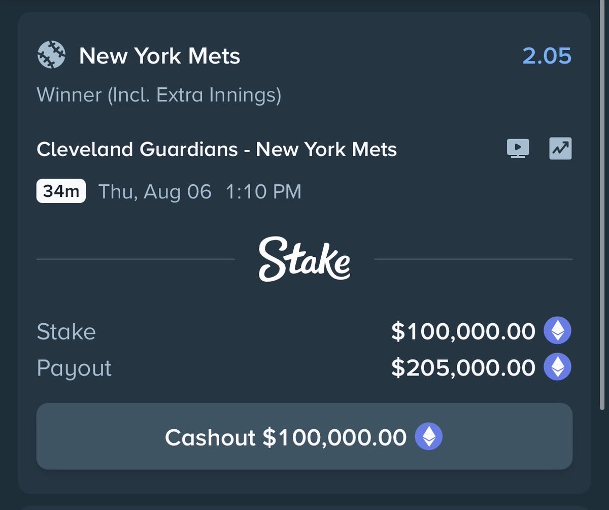 Jelitics's tweet photo. $111,111 on Cincinnati Reds

$100,000 on New York Mets https://t.co/EW0VgYCbR1