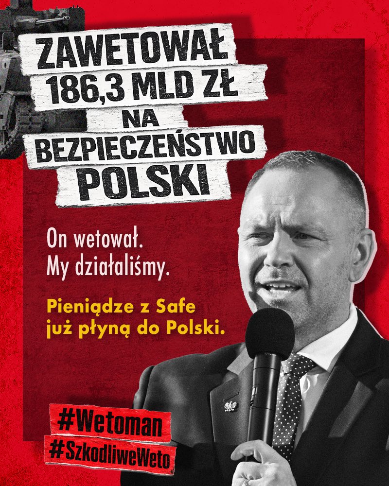 Obywatelska_KO's tweet photo. Zawetował 186,3 mld zł na bezpieczeństwo Polski.

#Wetoman
#SzkodliweWeto https://t.co/4IL4Sh2Lux