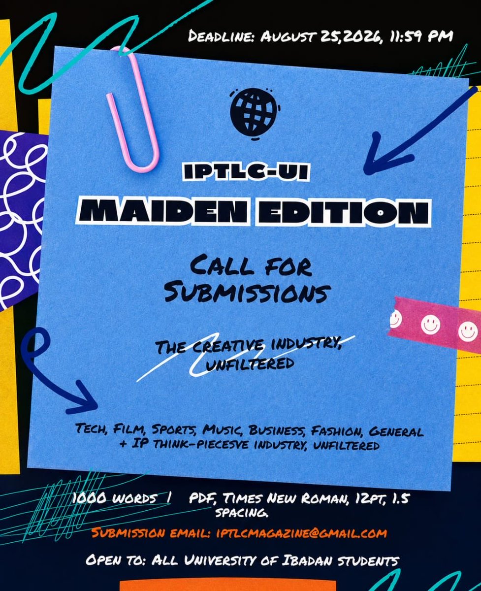 IPTLC_UI's tweet photo. The next article that gets people talking could be yours. The next perspective that shapes the conversation could carry your name.
Stop overthinking. Stop postponing.
Write it.
Submit it.
Let your work speak.
Deadline: August 25, 2026.
#IPTLCUI #MaidenEdition https://t.co/vrU7Xu4nrn