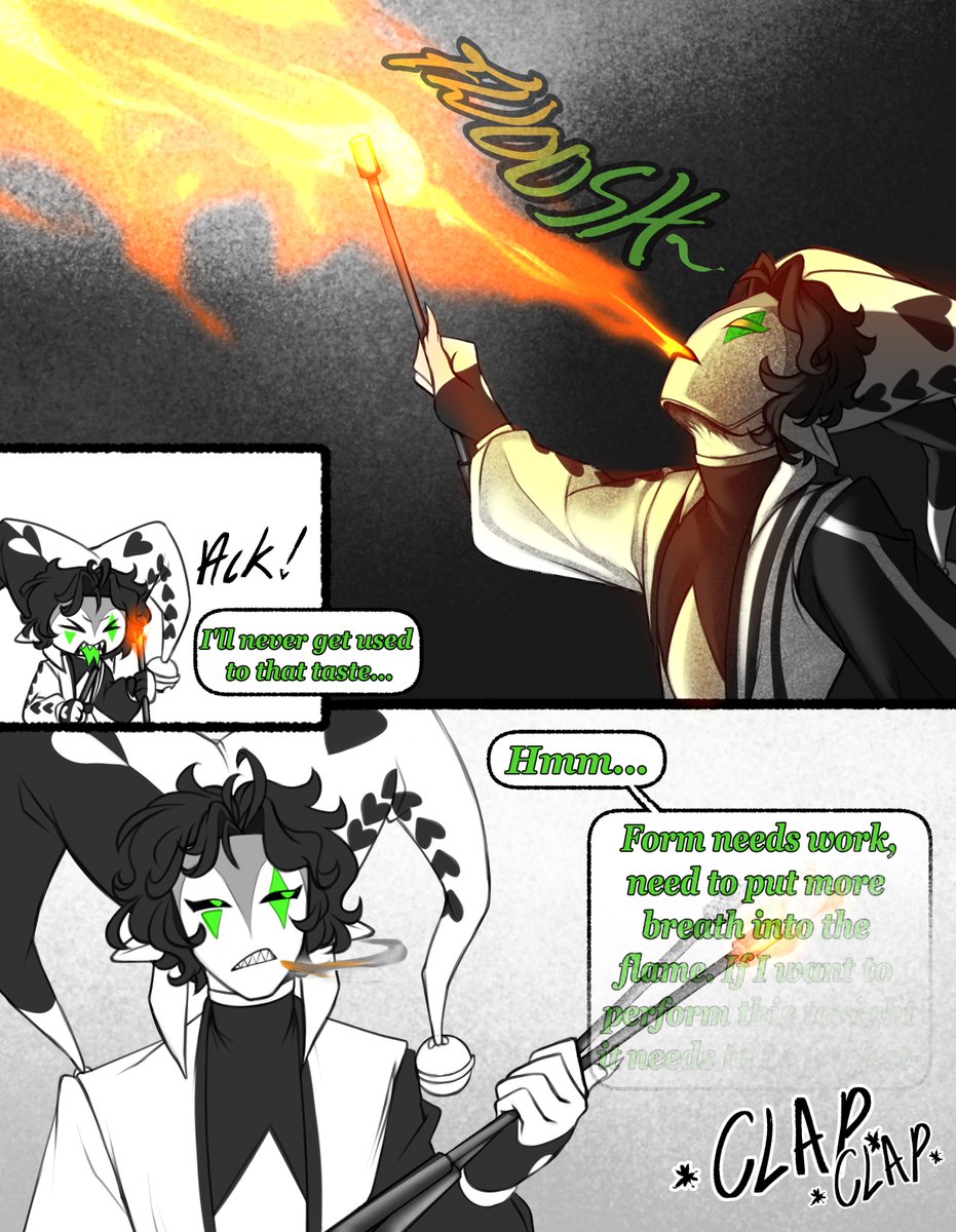 Ink_MoonArts's tweet photo. You caught Harlequin mid-practice?
Don't play with fire~
(4/5)

#tfc #thefreakcircus #harlequin https://t.co/Fps5xYcucy