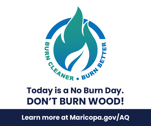 MaricopaAir's tweet photo. A PM10 [Dust] and PM2.5 [Smoke] High Pollution Advisory has been issued for Thursday, August 6. Wood burning is prohibited. Learn about cleaner fuel-burning options and ways you can help reduce air pollution at https://t.co/m4ZJRuOTHe. https://t.co/2JHrLE08gm