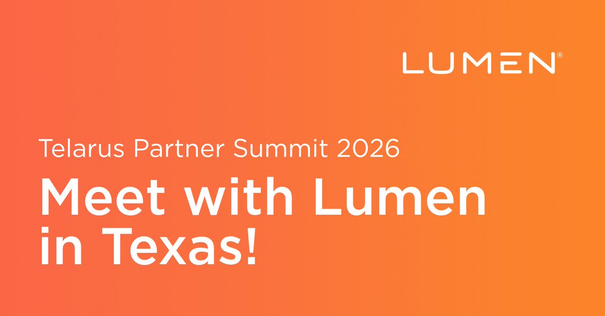 LumenCPP's tweet photo. See you at #TelarusPartnerSummit!

As the Trusted Network for AI, @LumenTechCo is helping advisors unlock new opportunities with AI-ready connectivity, cloud, security &amp; networking solutions.

📍 Visit Booth #507
🎤 Join sessions with Umesh Lakshman
🤝 Connect with the Lumen team https://t.co/b2wKUTOWT2