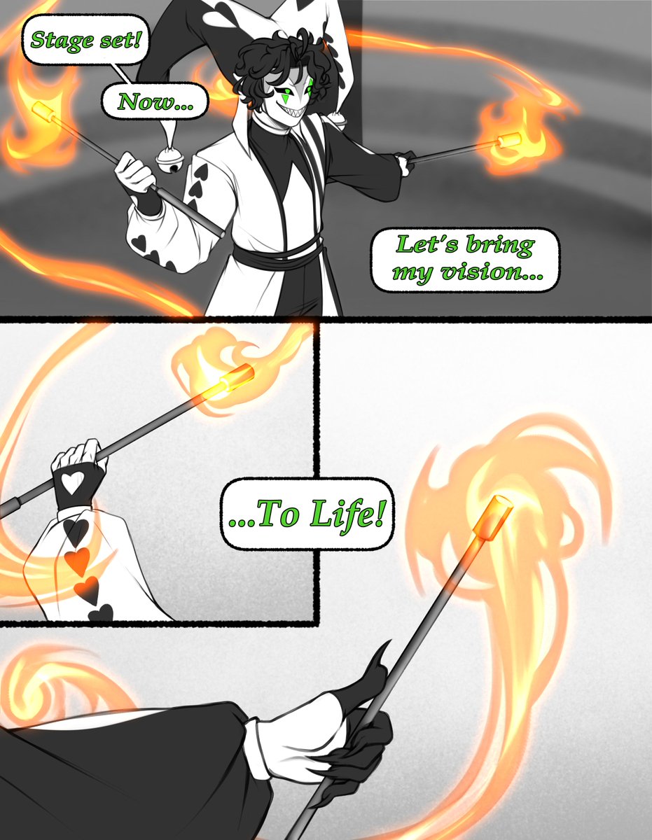 Ink_MoonArts's tweet photo. You caught Harlequin mid-practice?
Don't play with fire~
(4/5)

#tfc #thefreakcircus #harlequin https://t.co/Fps5xYcucy